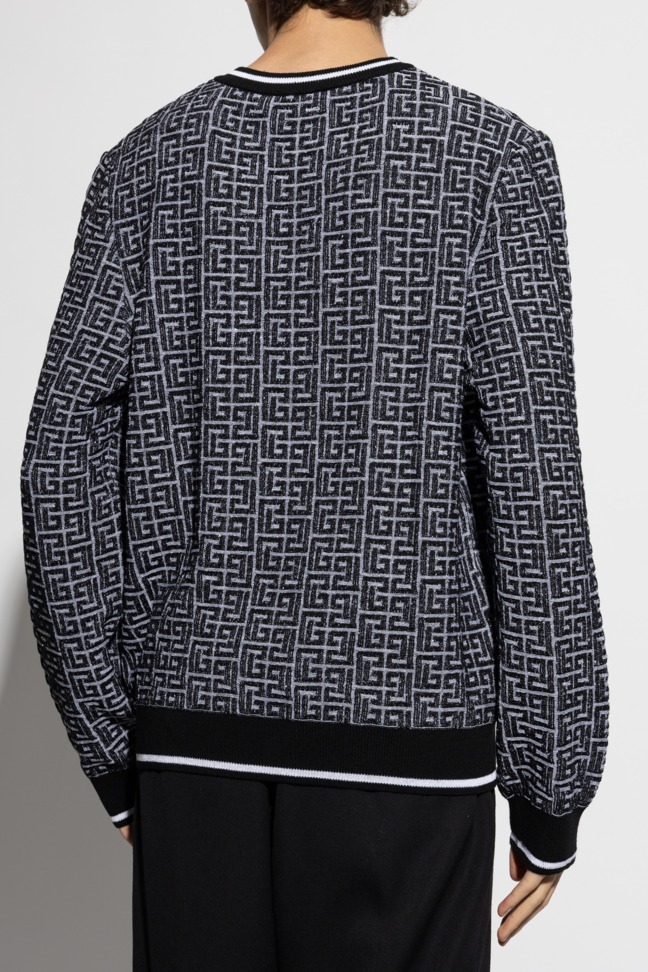 Balmain monogram-jacquard zip-up Bomber Jacket | Neutrals